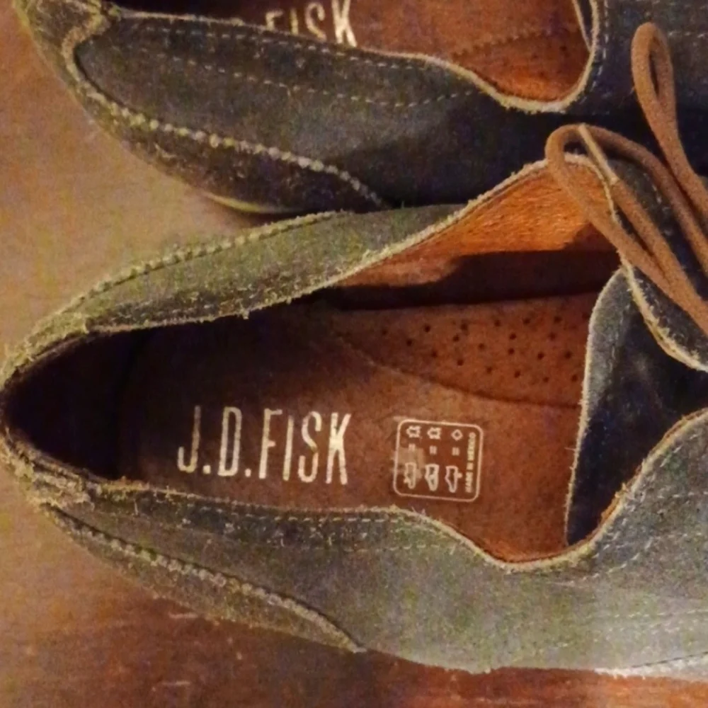 J.D. Fisk Grey Suede Leather Shoes with Green Soles, 12
